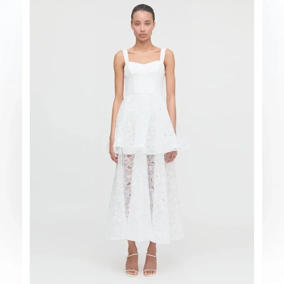 Hill House Home The Isabelle Dress - White Floral Organza size 8 - Picture 2 of 16